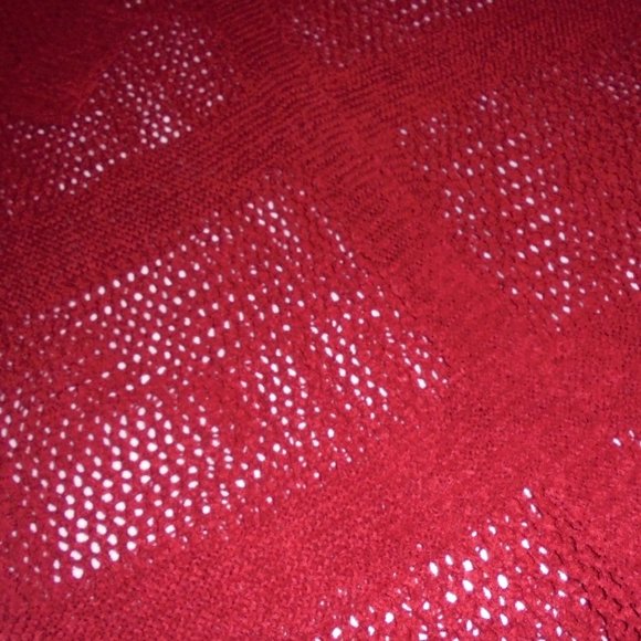 Cardigan Sweater NEW Knit dark red Duster long sleeve see-through - Picture 2 of 9